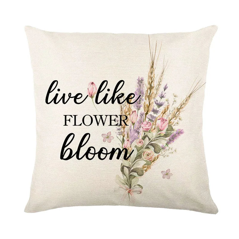 DecorBites™ Lavender Flower Linen Pillowcase for Sofa Car, Living Room Decor, Throw Pillow Case