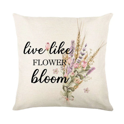 DecorBites™ Lavender Flower Linen Pillowcase for Sofa Car, Living Room Decor, Throw Pillow Case