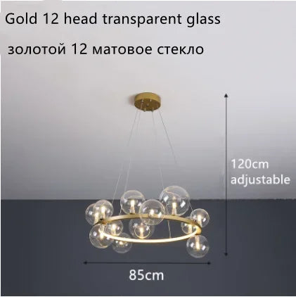 Lámpara de araña LED con bola de cristal DecorBites™: Estilo nórdico moderno para salón, comedor, cocina y estudio