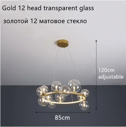 Lámpara de araña LED con bola de cristal DecorBites™: Estilo nórdico moderno para salón, comedor, cocina y estudio