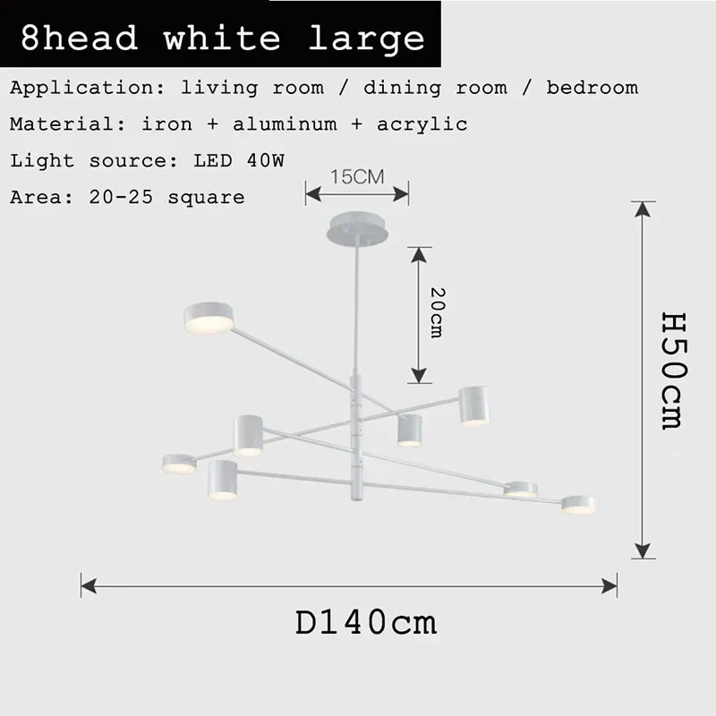 DecorBites™ Black Gold White LED Chandelier: Stylish Nordic Loft Lamp for Livingroom & Bedroom