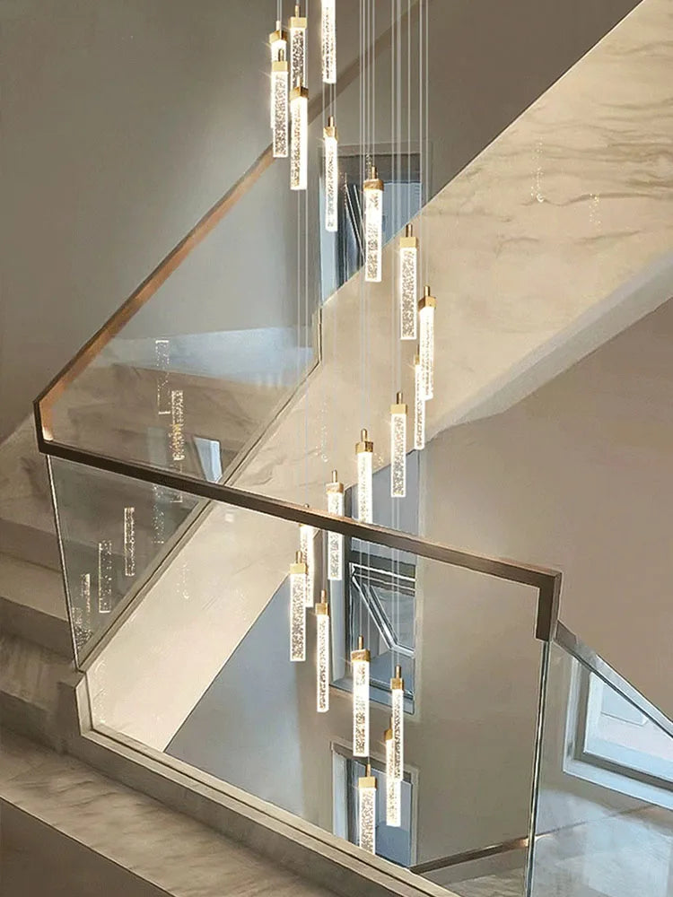 DecorBites™ Crystal Ceiling Chandelier: Modern Nordic Design, Long Staircase Pendant Lamp