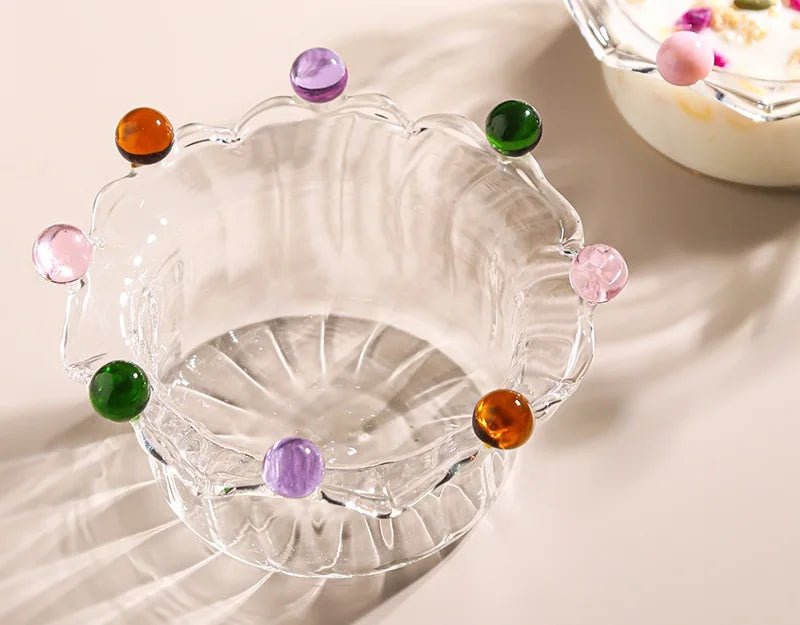 DecorBites™ Clear Glass Fruit Bowl Plate Snack Dish Cake Dessert Cup Large Capacity