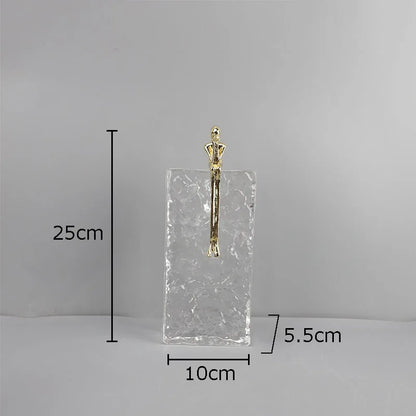 DecorBites™ Golden Thinker Ice Crystal Sculpture: Abstract Figure on Crystal Base