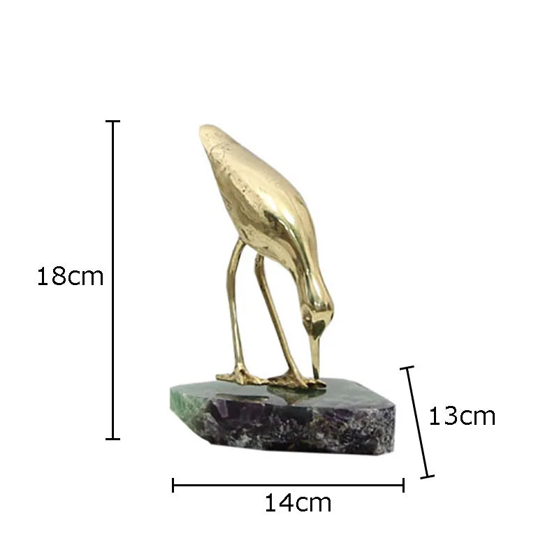 DecorBites™ Golden Brass Bird on Marble Base Desk Ornament Statue Artwork Decor