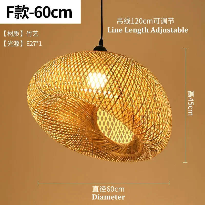 DecorBites™ Bamboo Chandelier: Handwoven LED Ceiling Pendant for Home Decor
