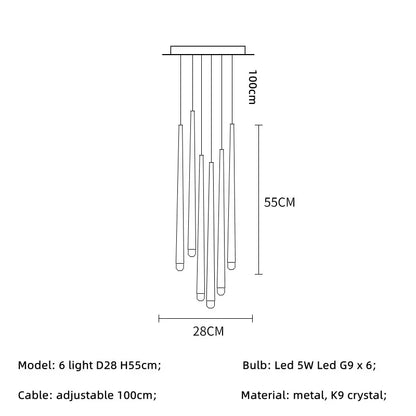 DecorBites™ Gold Led G9 Pendant Chandelier for Modern Villa Stairs & Home Decor