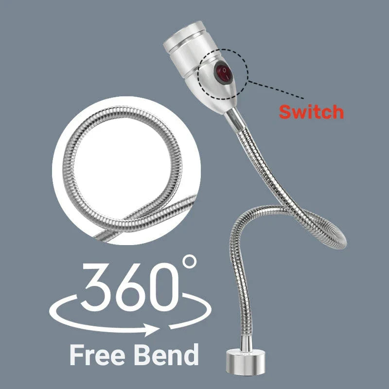 DecorBites™ LED Gooseneck Work Light 3W Industrial Hose Lamp with Switch