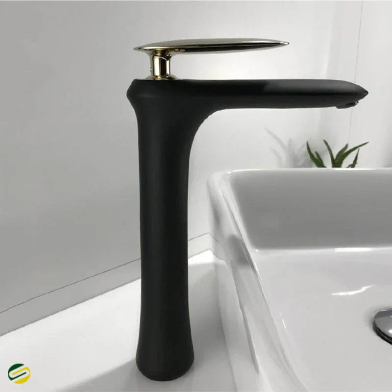 DecorBites™ Black & White Brass Bathroom Faucet with Single Lever Control