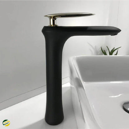 DecorBites™ Black & White Brass Bathroom Faucet with Single Lever Control