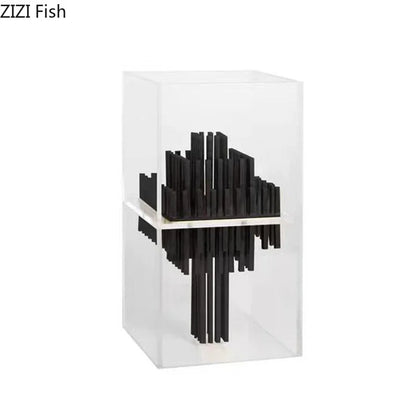 DecorBites™ Acrylic Geometric Display Box Desk Ornament Metal Sculpture Room Decor