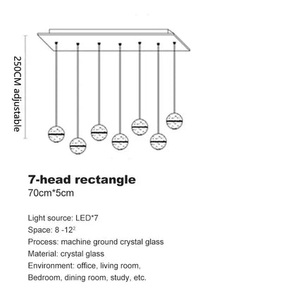 Lámpara de araña LED con bola de cristal DecorBites™ para decoración moderna de salas de estar y dormitorios