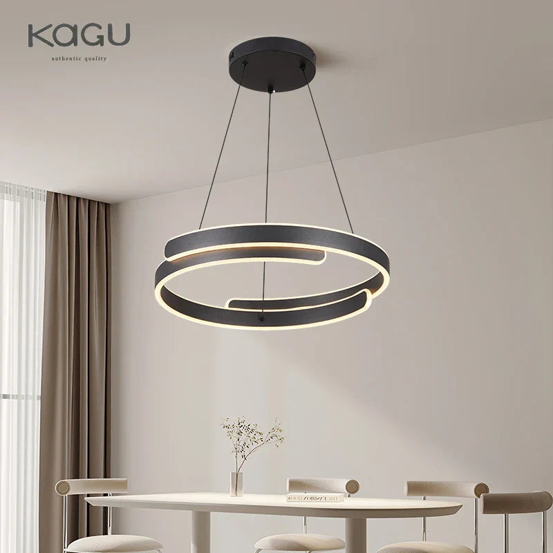 DecorBites™ Black White LED Ring Chandelier Pendant Lights for Home Indoor Decor