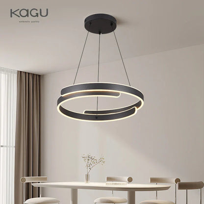 DecorBites™ Black White LED Ring Chandelier Pendant Lights for Home Indoor Decor