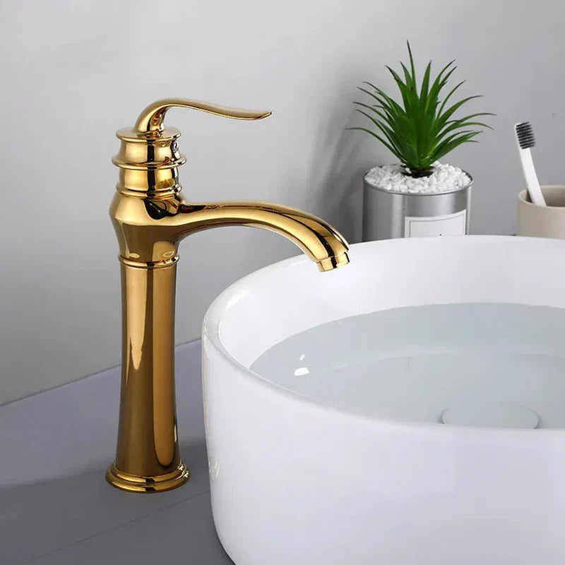 Grifo de Lavabo de Oro de la Cuenca Decorbites™ Moderno para Baño Accesorio de Cocina con Mango Único
