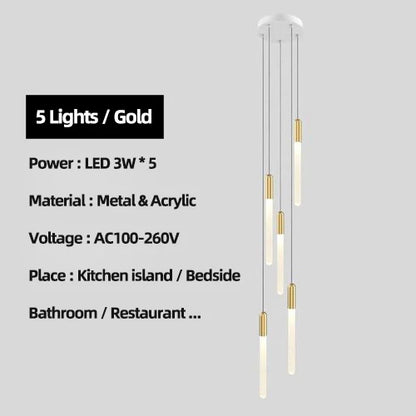 DecorBites™ Luxe Gold Tube Chandelier for Dining & Bedroom Lighting