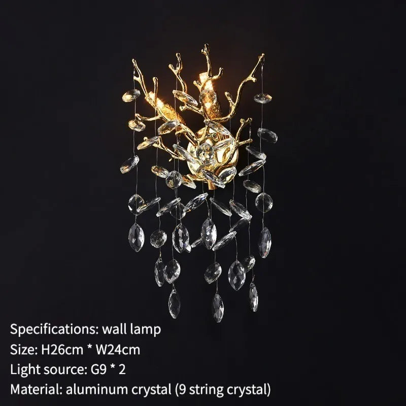 DecorBites™ Gold Crystal Chandeliers for Dining Room Branch Hanging Lamp Large Lighting
