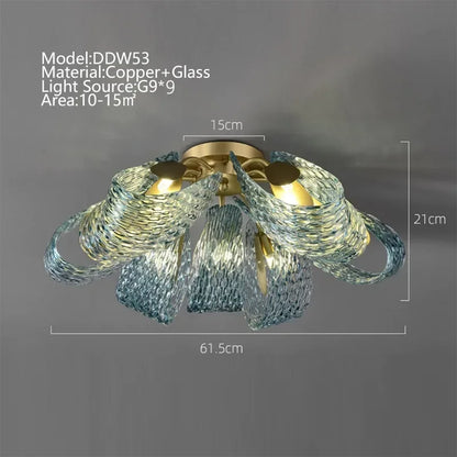 ثريات ديكوربايتس™ الزجاجية المصممة على شكل أوراق الطاووس الزرقاء للإضاءة