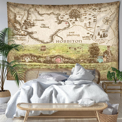 Decobites Mountain Forest Map Tapestry Wall Hanging - Boho Abstract Art for Home Decor