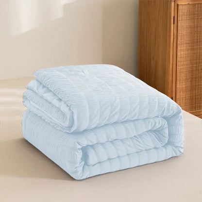 Decobites King Size Seersucker Quilt: Soft, Breathable, All-Season Comforter