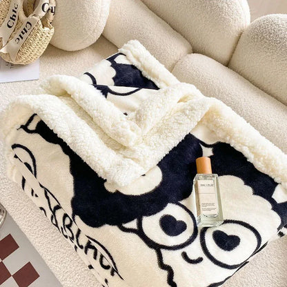 Decobites Cartoon Print Cozy Blanket - Milk Velvet & Cashmere - Winter/Spring Duvet Cover