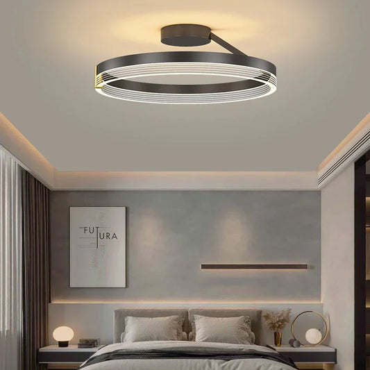 DecorBites™ Black Gold Round Chandelier: Modern Design Ceiling Lamp for Home Decoration