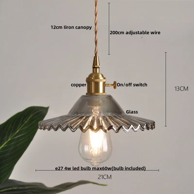 Green Glass Pendant Light Nordic Iron Frame