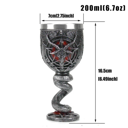 DecorBites™ Baphomet Wine Glass Horn Cocktail Stainless Steel Goblet With Whiskey Cup Bar Drinkware