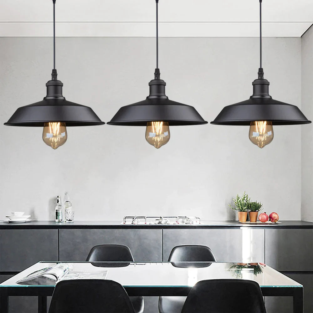 DecorBites™ Black Farmhouse Pendant Light for Kitchen Island Stair Dining Hallway
