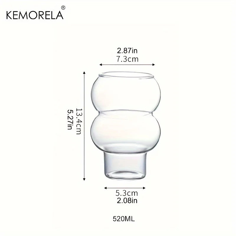 DecorBites™ 520ml Gourd Shaped Glass Cup Set - Versatile Drinkware for Coffee, Tea, and More