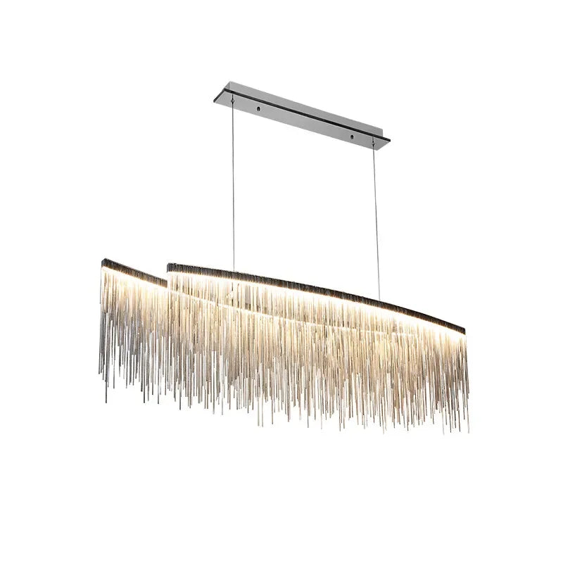 DecorBites™ Gold Chain Chandelier Pendant Light w/ Remote, Modern Tassel Design for Kitchen & Living Room