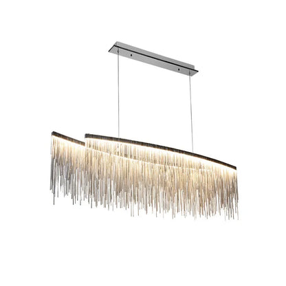 DecorBites™ Gold Chain Chandelier Pendant Light w/ Remote, Modern Tassel Design for Kitchen & Living Room