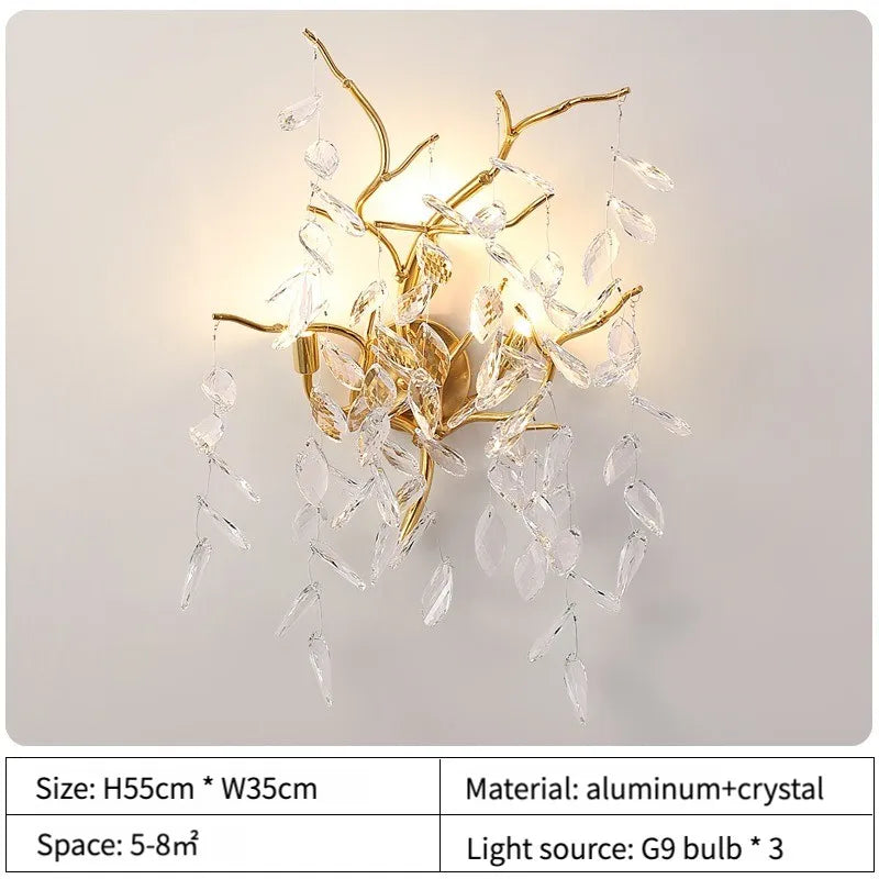 DecorBites™ Gold Crystal Chandeliers for Dining Room Branch Hanging Lamp Large Lighting
