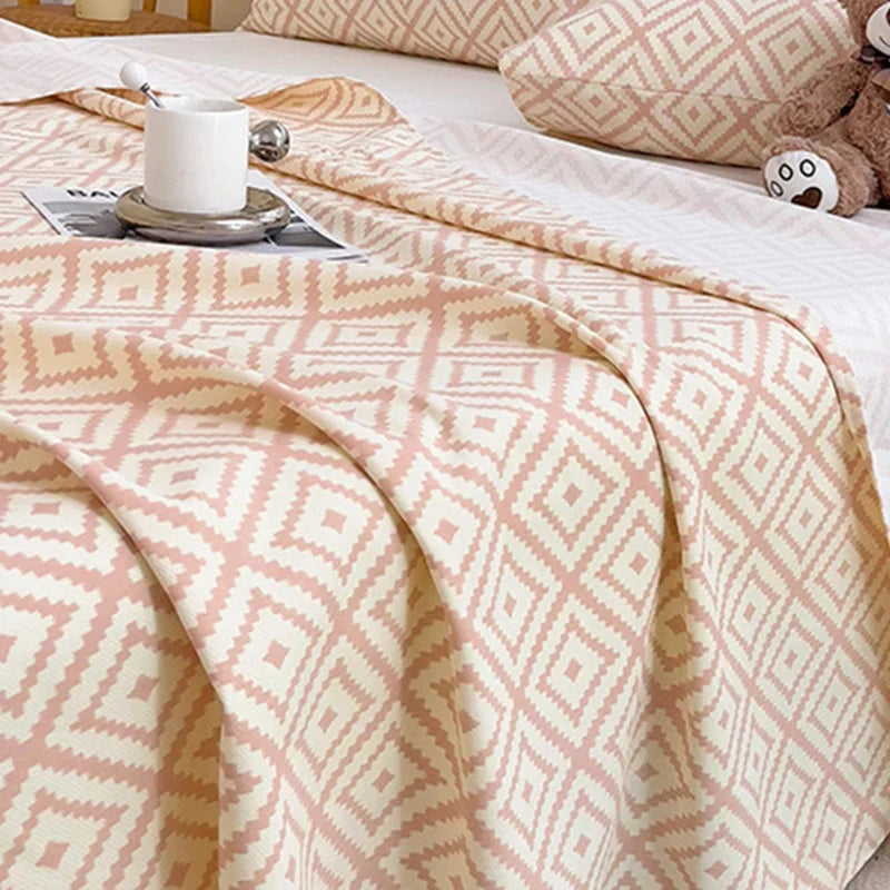 DecorBites™ Diamond Pattern Bed Sheet Set: High Quality Polyester, Breathable Cool Mat for Summer