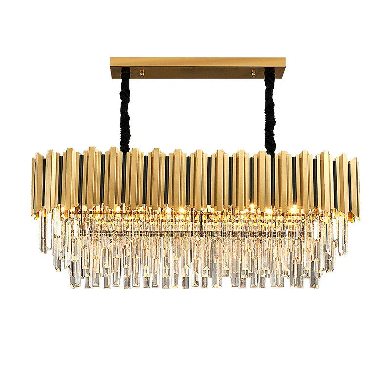 DecorBites™ Gold Crystal LED Chandelier: Modern Luxe Lighting Fixture for Home Decor