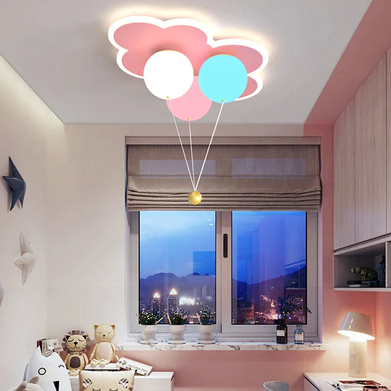 DecorBites™ Kids Ceiling Chandelier - Colorful Acrylic Ballon White Pink Lamps with Remote Control