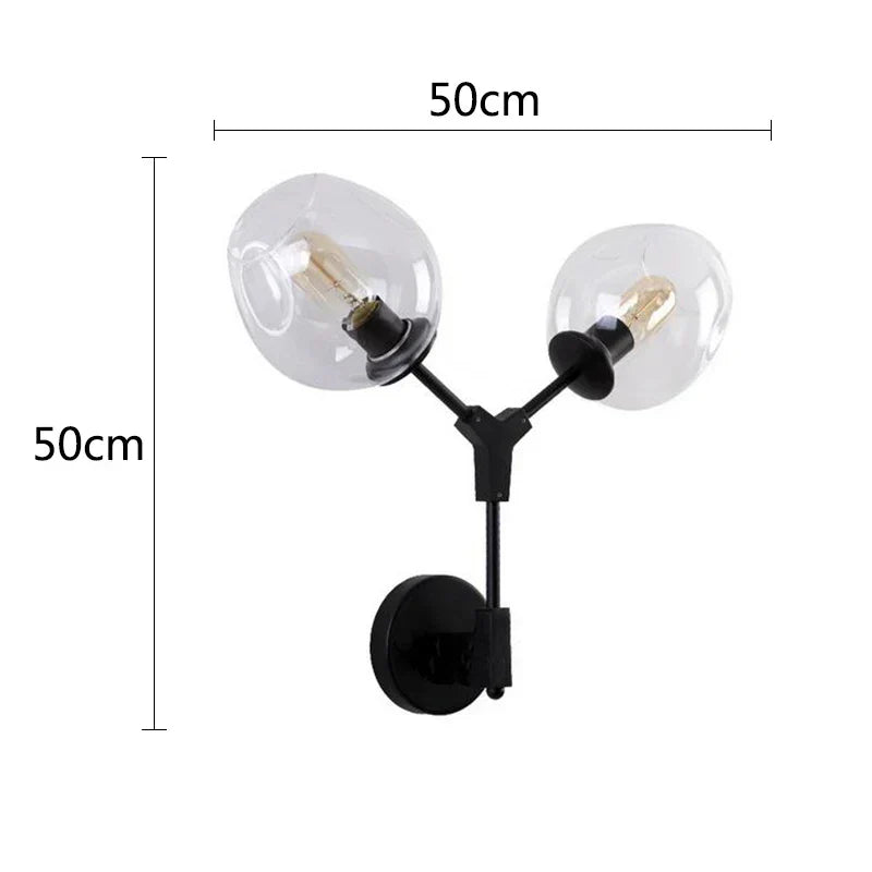 مصابيح الحائط الزجاجية باللون الأسود الذهبي من DecorBites™ لإضاءة ديكور المنزل العصري