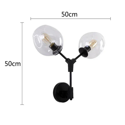 مصابيح الحائط الزجاجية باللون الأسود الذهبي من DecorBites™ لإضاءة ديكور المنزل العصري