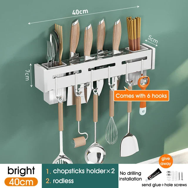 Organizador de Cocina Decorbites™: Estante de Almacenamiento Multifuncional para Cuchillos y Palillos Montado en la Pared