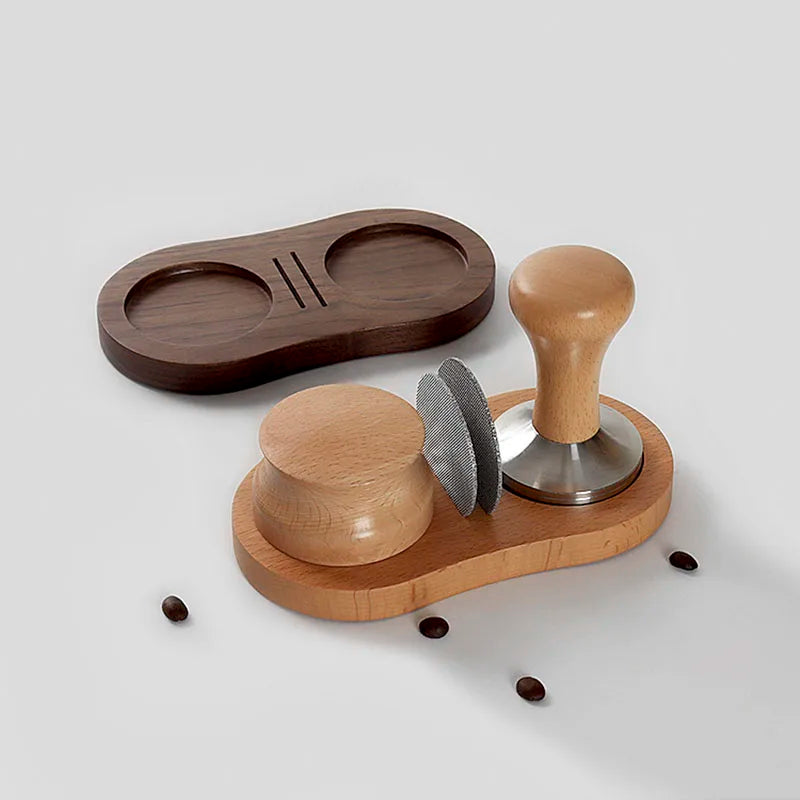 DecorBites™ Espresso Tamper & Tamping Station | Wooden Base | 51/53/54/58mm | Espresso Accessories