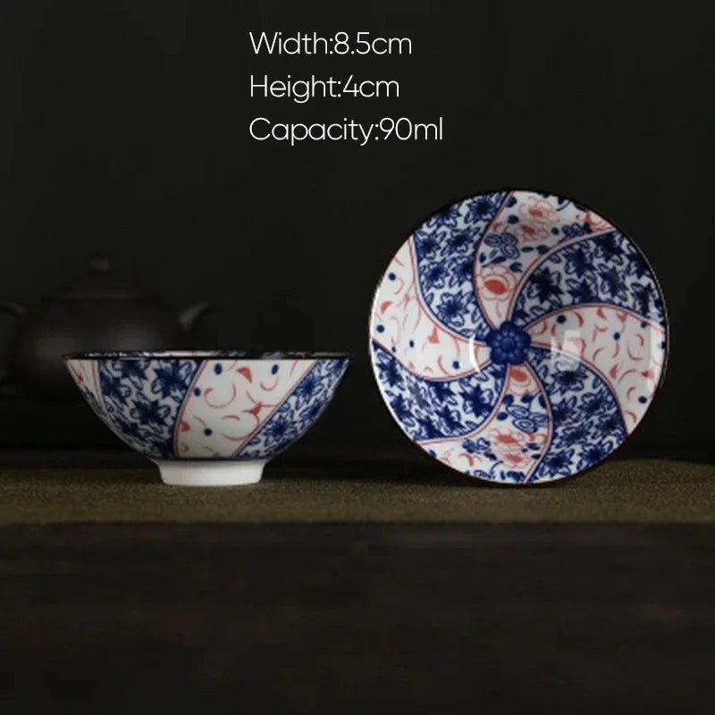 DecorBites™ Blue and White Porcelain Hand-Painted Tea Cups - Set of 1