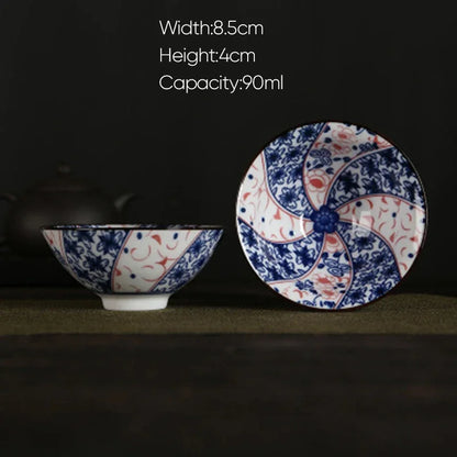 DecorBites™ Blue and White Porcelain Hand-Painted Tea Cups - Set of 1