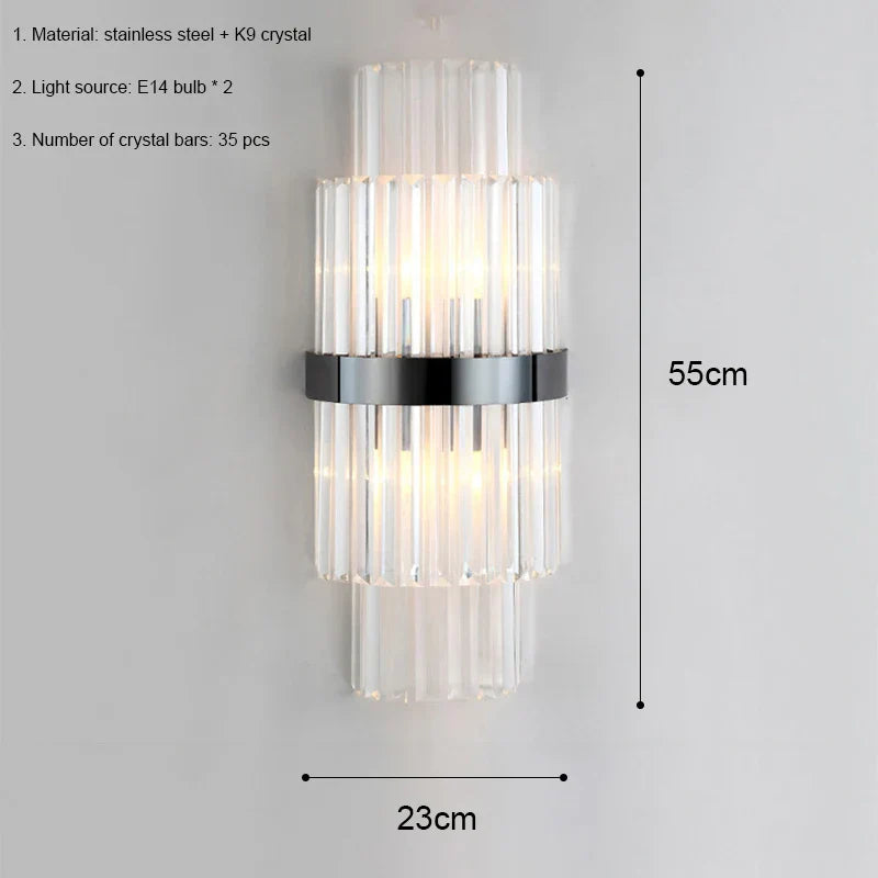 Aplique de pared LED de cristal DecorBites™: luz moderna y lujosa en tonos dorados para sala de estar y dormitorio.