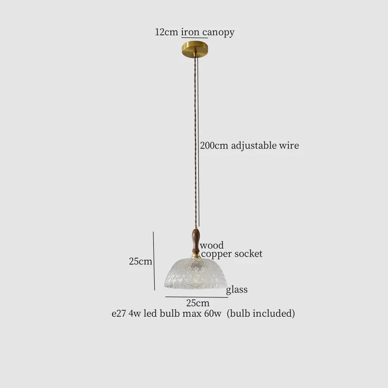 DecorBites™ Clear Glass LED Hanging Lamp French Style Pendant Light for Home Decor