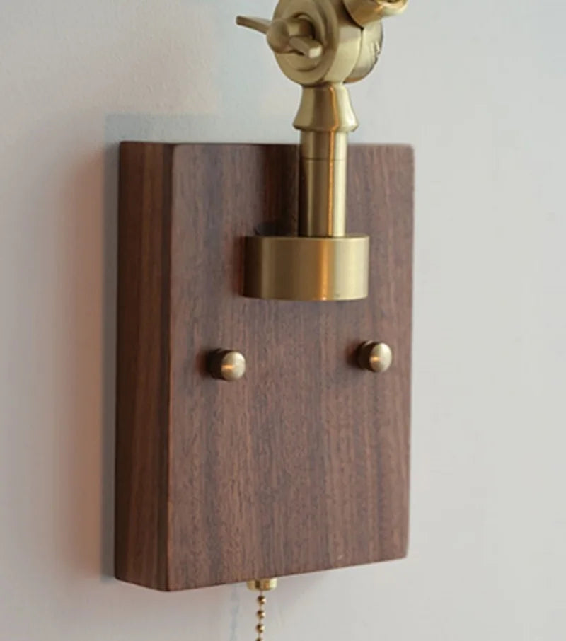 DecorBites™ LED Wall Lamp Rotatable Glass Walnut Swing Arms Hallway Stair Light