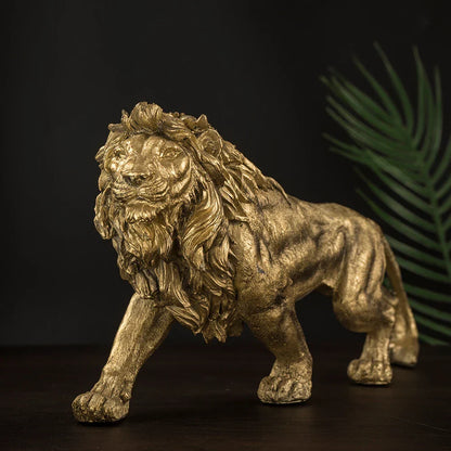 Figura DecorBites™ del Rey León Dorado: Estatua decorativa moderna para oficina y hogar