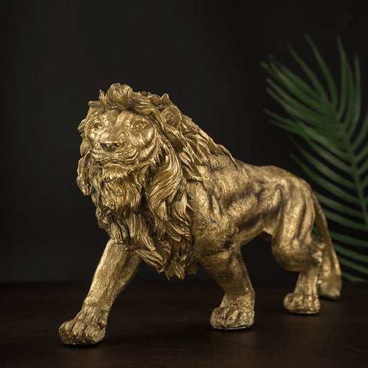 DecorBites™ Golden Lion King Figurine: Modern Office & Home Decor Statue
