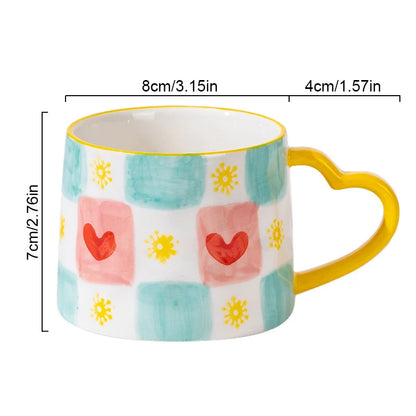 Taza de cerámica con forma de corazón DecorBites™: Taza de café pintada a mano, ideal como regalo de San Valentín.
