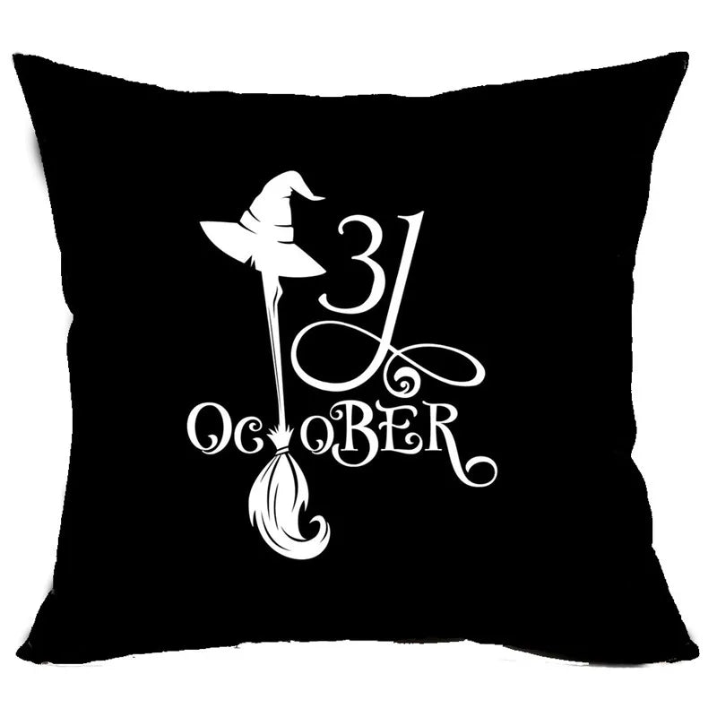 Funda de cojín de lino Decorbites™ de Halloween para la decoración del salón y el sofá - Truco o trato