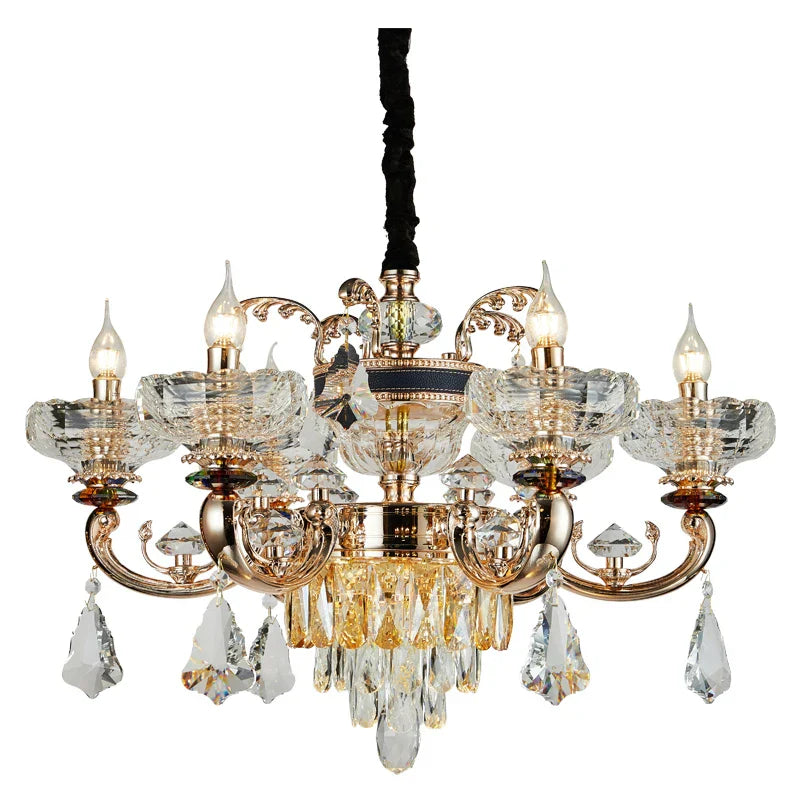 DecorBites™ Jade Crystal Chandelier: Elegant European Living Room Lamp
